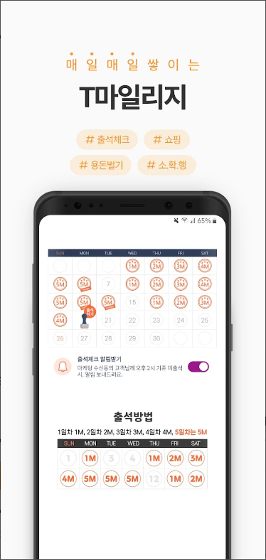 모바일티머니, 티머니카드, T마일리지 적립