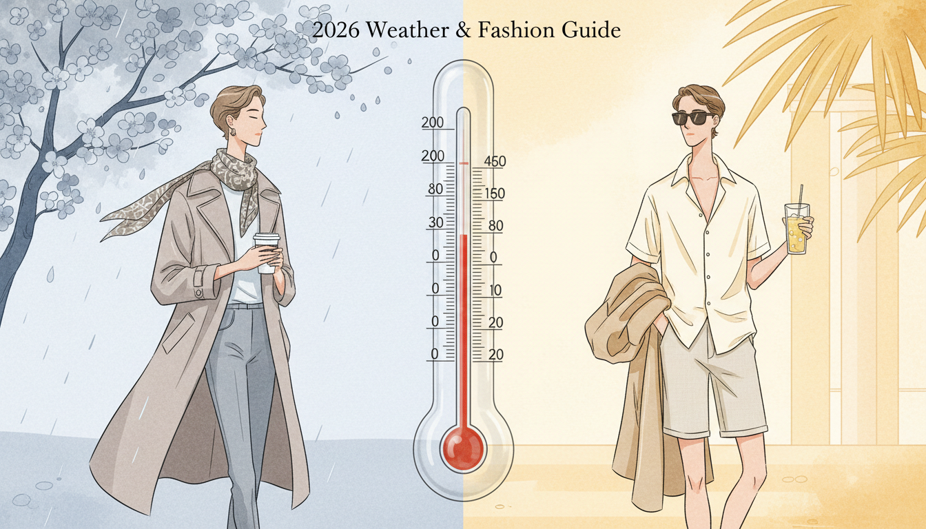 2026년 봄과 초여름 일교차 대비를 위한 기온별 옷차림과 패션 가이드 일러스트