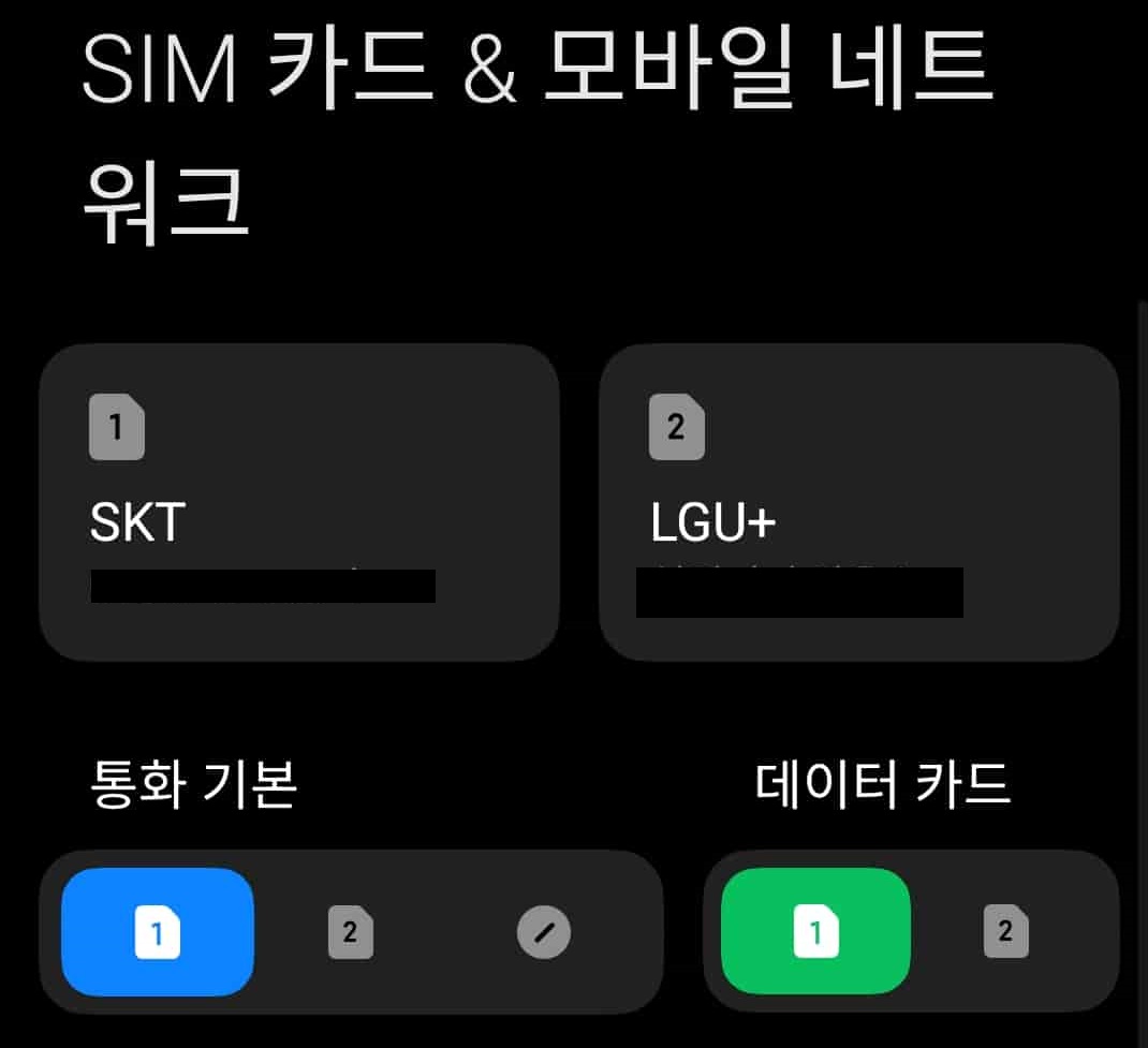 스마트폰 듀얼심 인식시키기