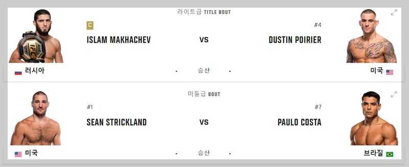 UFC 302 대진