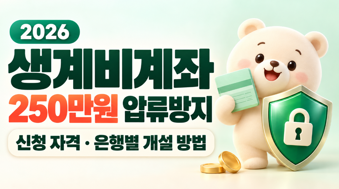 2026 생계비계좌 개설 방법 총정리｜250만원 압류방지&middot;신청 자격&middot;은행별 개설 방법