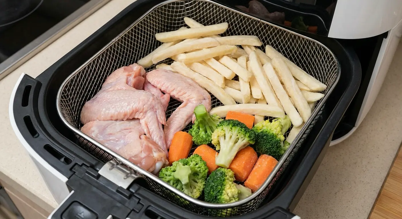 에어프라이어에서 음식이 제대로 익지 않은 상태