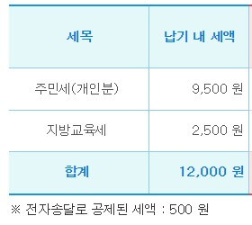 주민세 고지내역