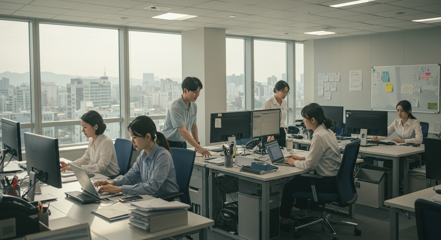 회사에서 일하고 있는 모습