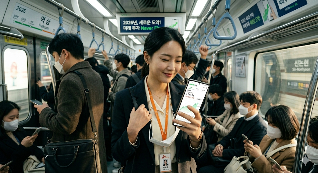 출근길 붐비는 지하철 안에서 스마트폰 투자 앱을 심각하게 보고 있는 직장인들의 모습