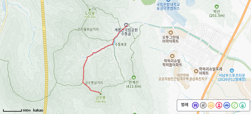계룡산 수통골 1 등산코스(편도)