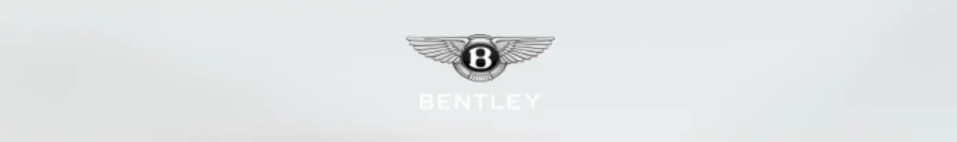 회색배경 안 날개그림 가운데 검은동그라미 안 흰글씨 B
아래 흰글씨 BENTLEY