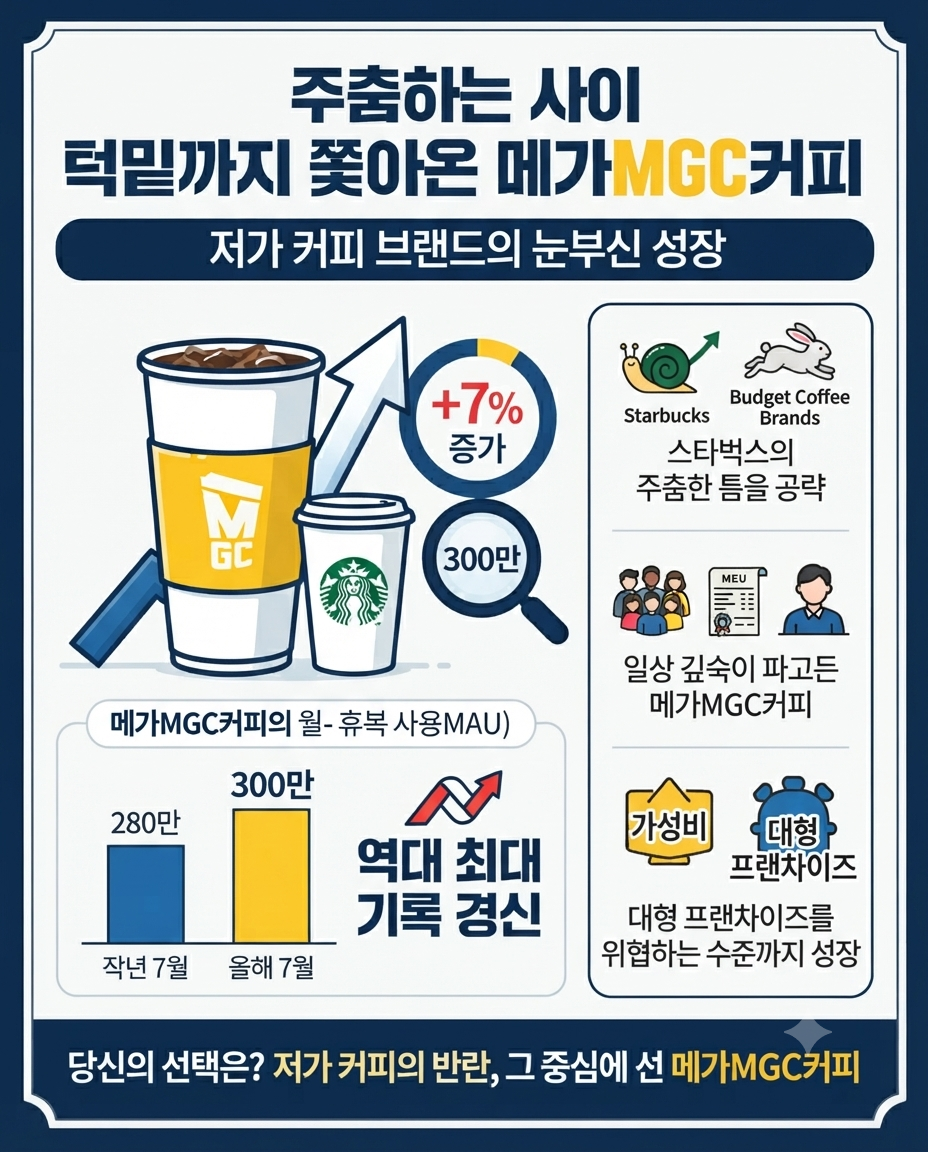 주춤하는 사이 턱밑까지 쫓아온 메가MGC커피