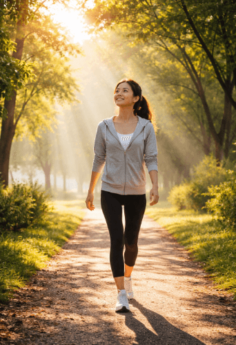 아침에 산책하는 사진