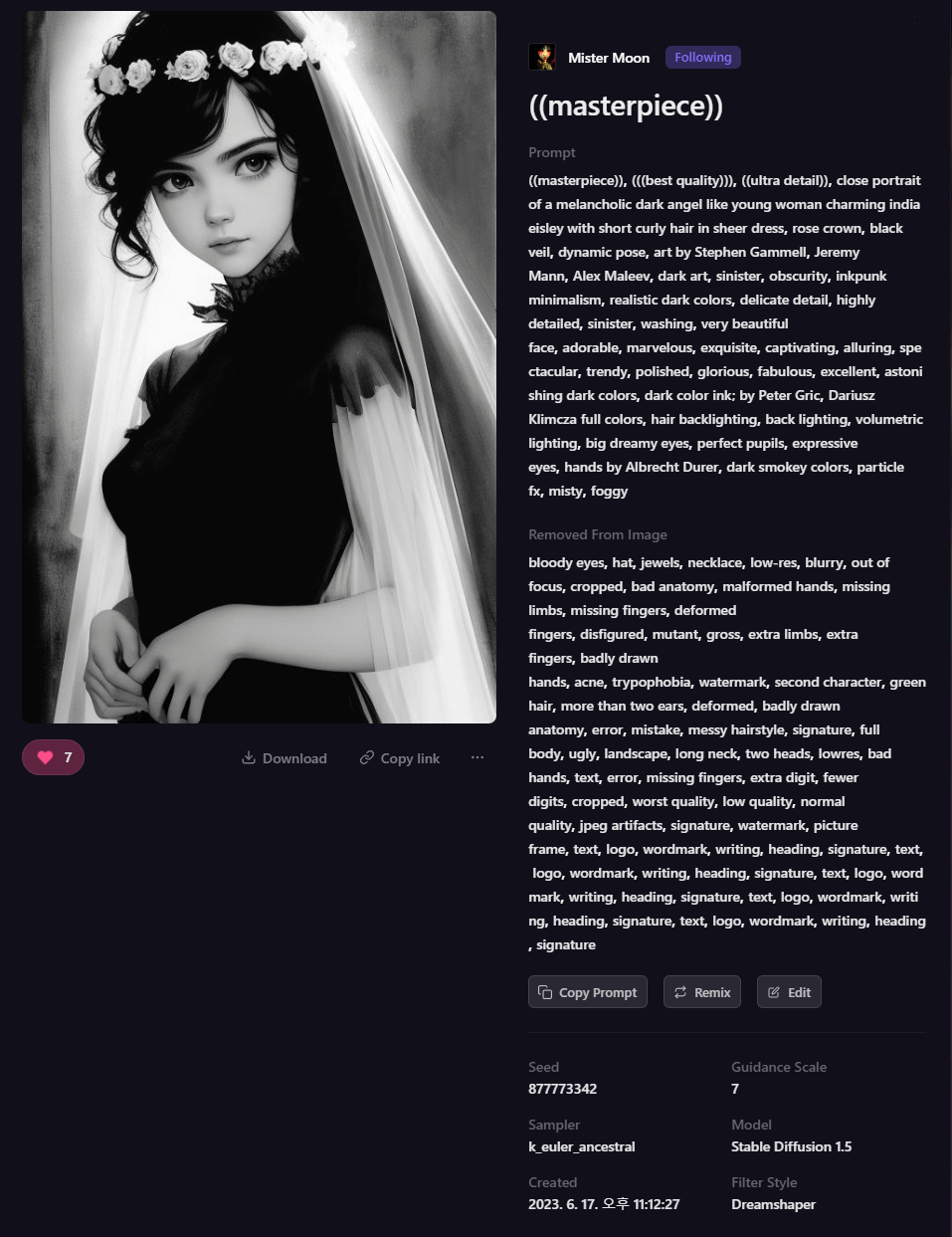 Playground AI 그림 - 검정 드레스의 소녀