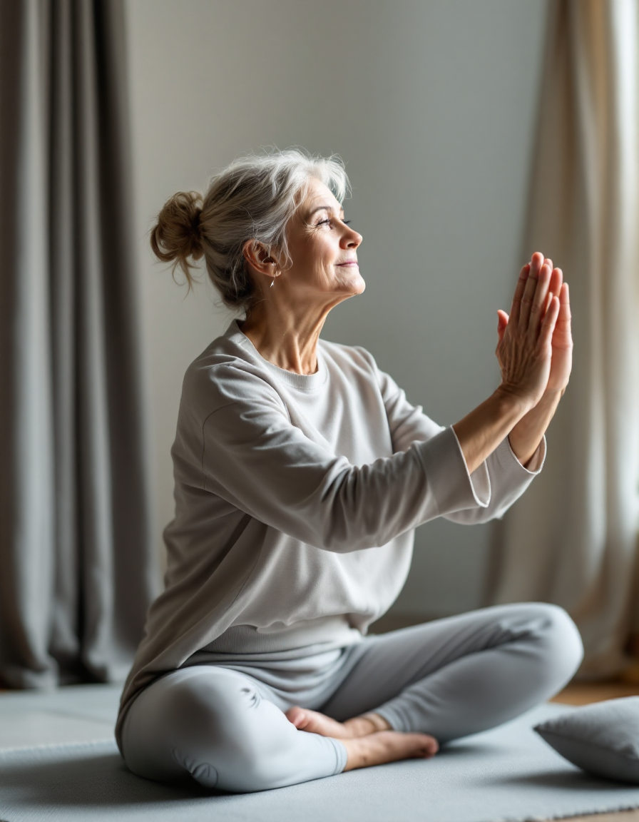 요가하는 여자노인