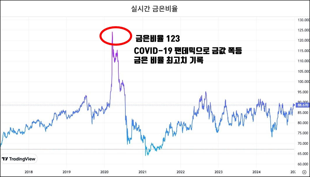 2020년 3월 : 금은비율이 높았던 시점