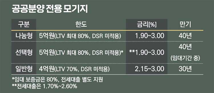 공공분양 전용 모기지(나눔형)