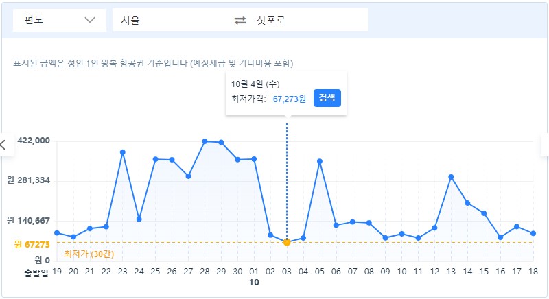 삿포로 항공권