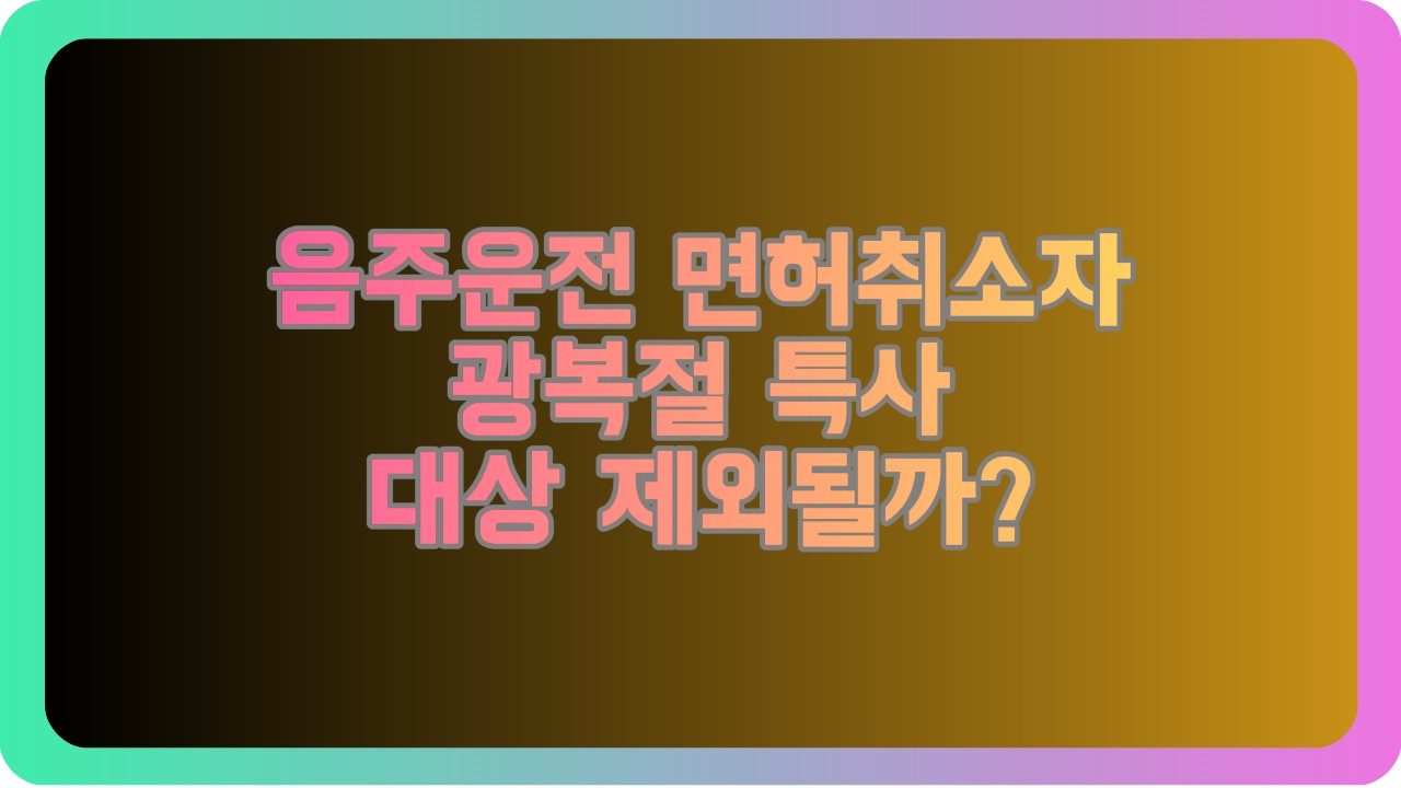 음주운전 면허취소자 광복절 특사 대상 제외될까