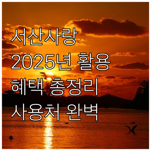 서산사랑상품권 2025년 활용법: 혜..