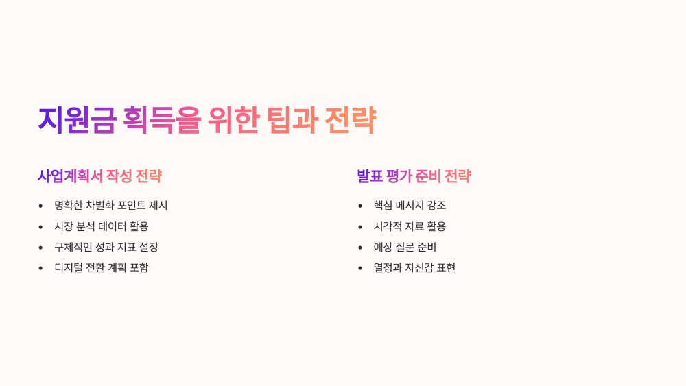 지원금 획득을 위한 팁과 전략