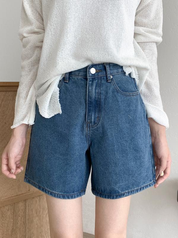 솔트 하이웨스트 4부 청반바지 연청 진청