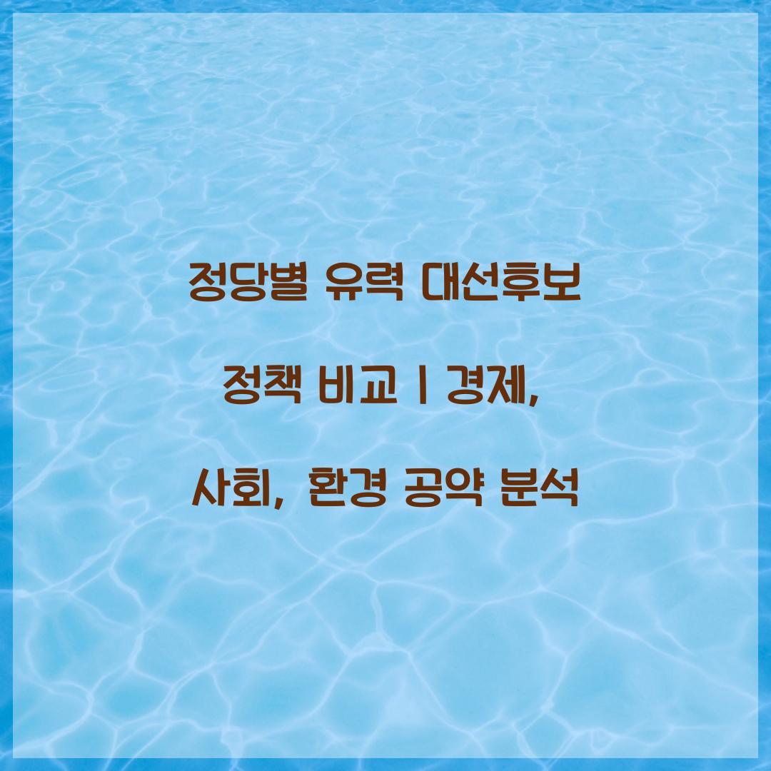 정당별 유력 대선후보 정책 비교