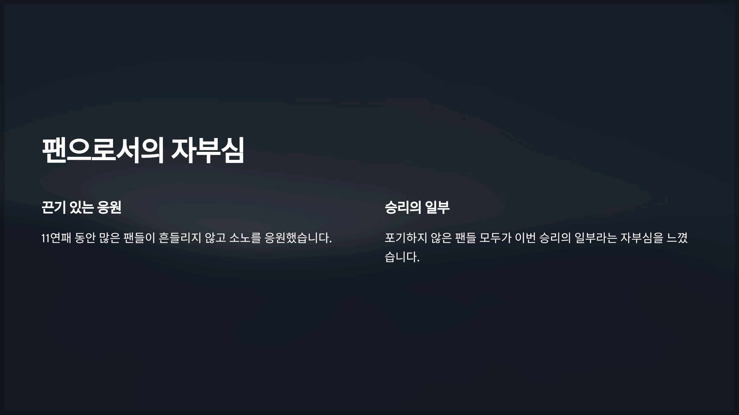 팬으로서의 자부심