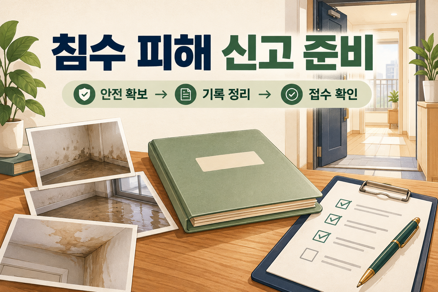 침수 피해 신고 방법 - 사유재산 피해신고·사진·접수 확인