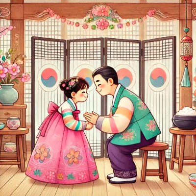 새해-한복-인사-딸-아버지