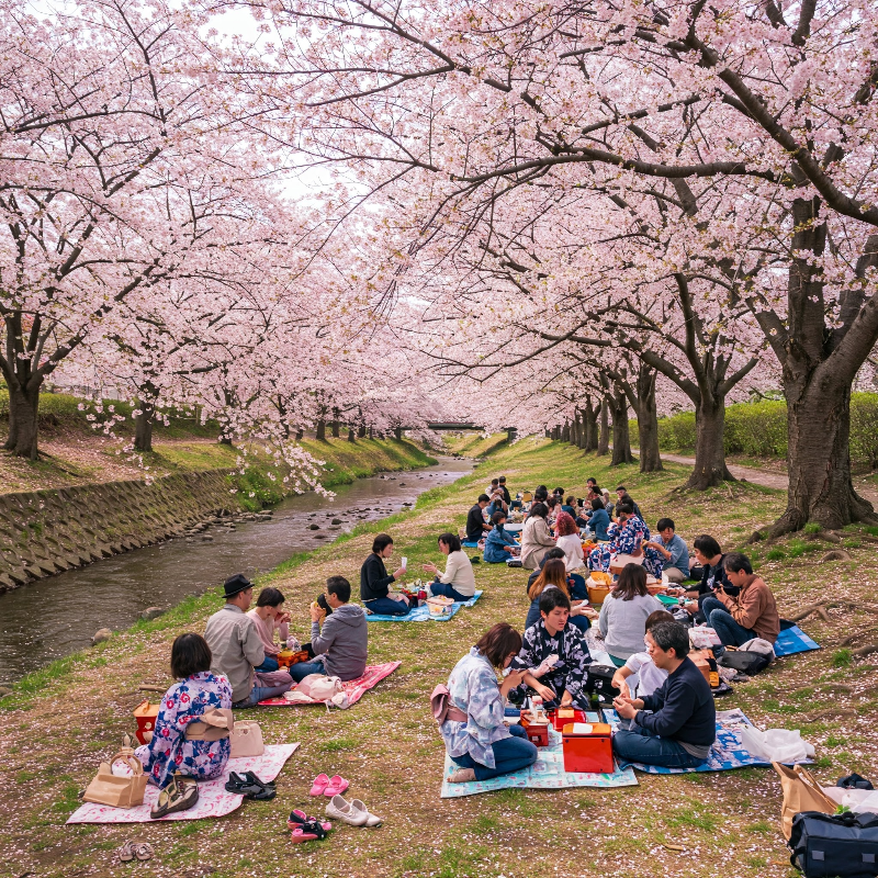 일본 벚꽃 축제 '하나미(花見)'