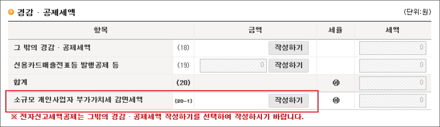 소규모 개인일반사업자 부가가치세 감면