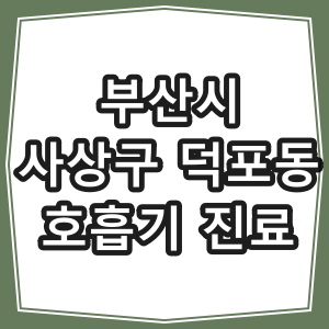 부산시 사상구 덕포동 호흡기 내과 진료 동네 병원
