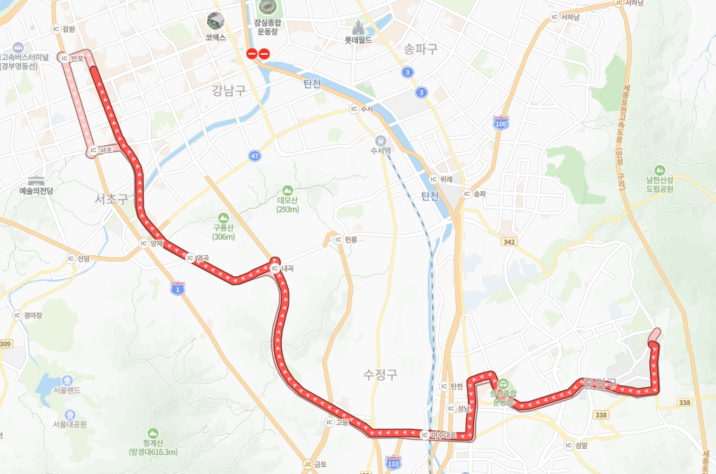 서울-성남-9400번-버스-노선-지도