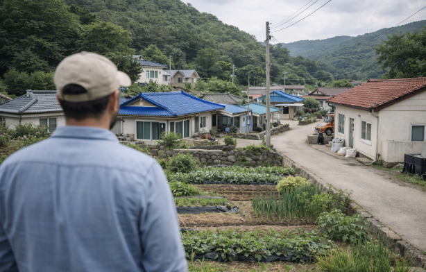 농촌 지역의 자연취락지구에서 주택과 주변 환경을 촬영한 모습