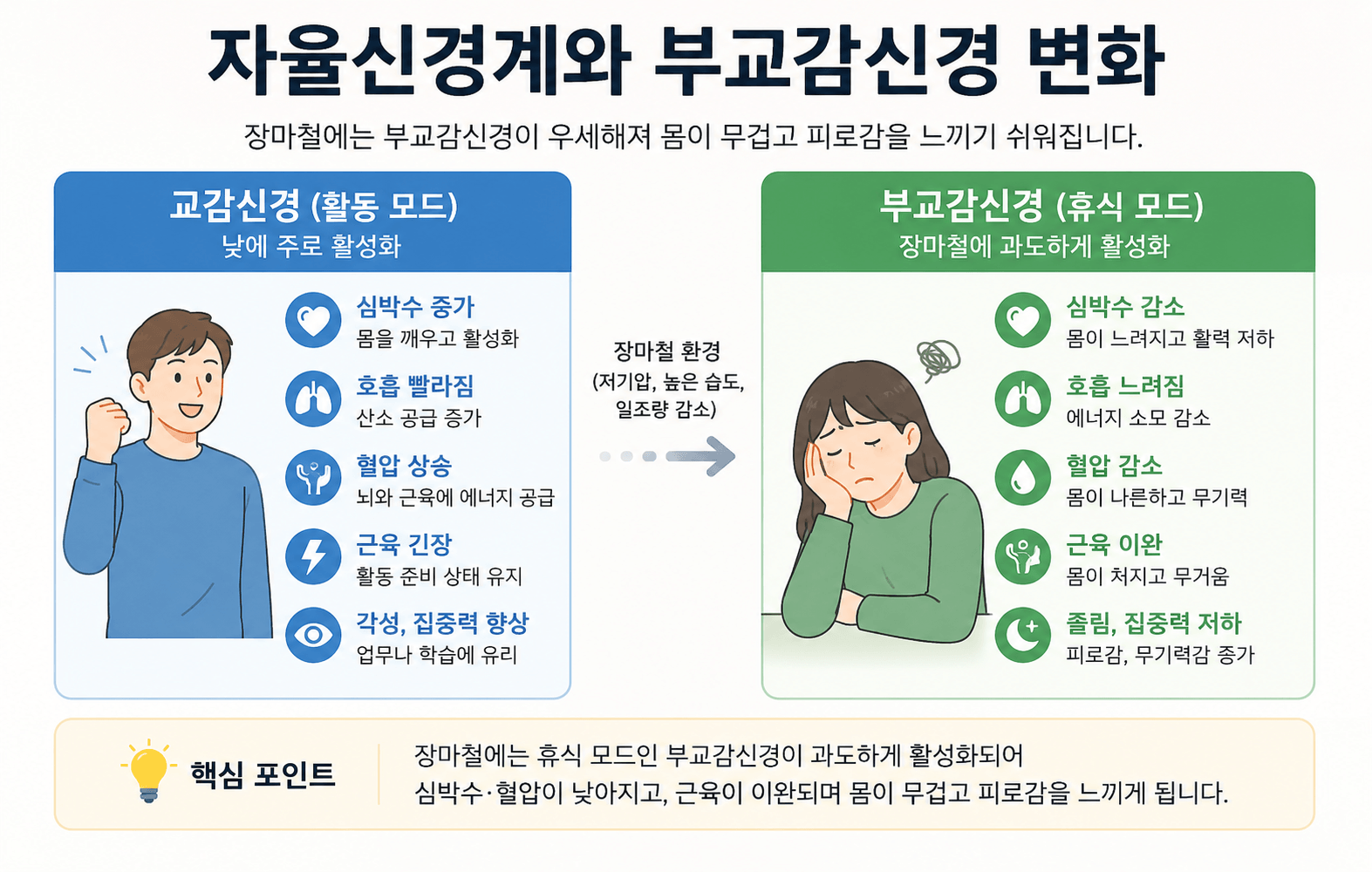 장마철 몸이 무거운 이유, 비 오는 날 유독 피곤한 진짜 원인