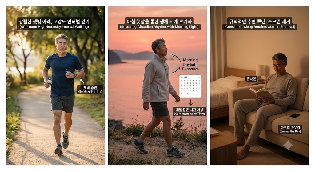 50대 체력 저하 극복을 위한 인터벌 걷기 및 생체 일주기 리듬 관리