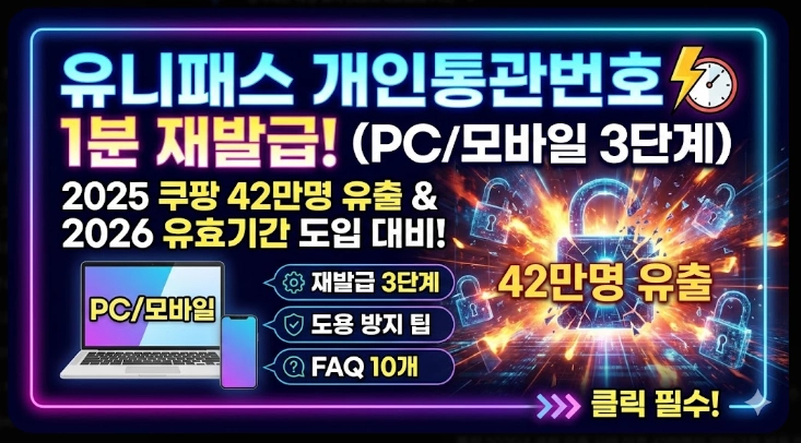 유니패스 개인통관번호 재발급