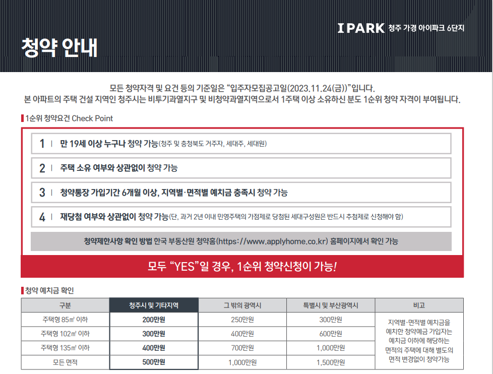 청주 가경 아이파크 6단지 1순위