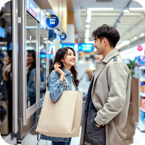 혼수가전 준비하는 예비 부부 이미지