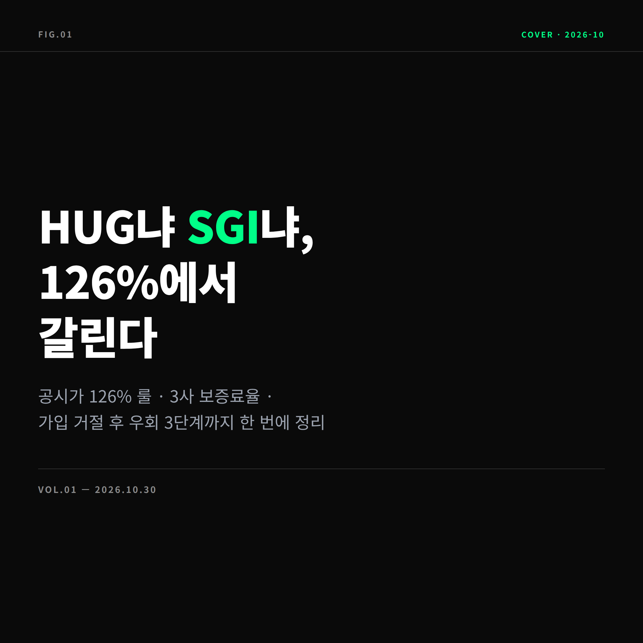 2026 전세보증보험 HUG HF SGI 3사 비교 공시가 126% 룰 표지