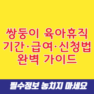 쌍둥이 육아휴직 총정리! 기간·급여·신청법 완벽 가이드