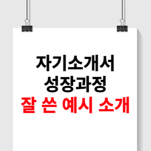자기소개서 성장과정 잘 쓴 예