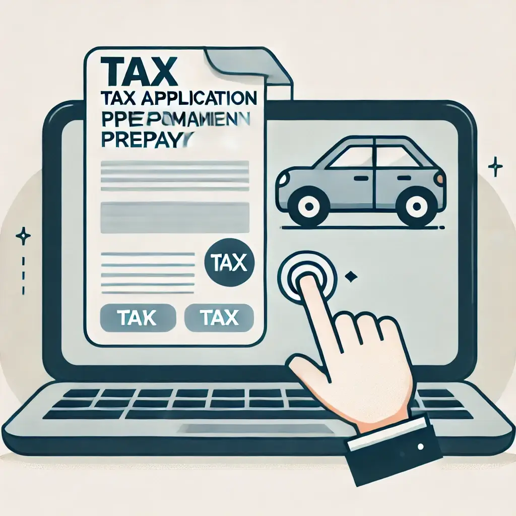 자동차세 연납 신청 과정을 보여주는 노트북과 클릭 이미지