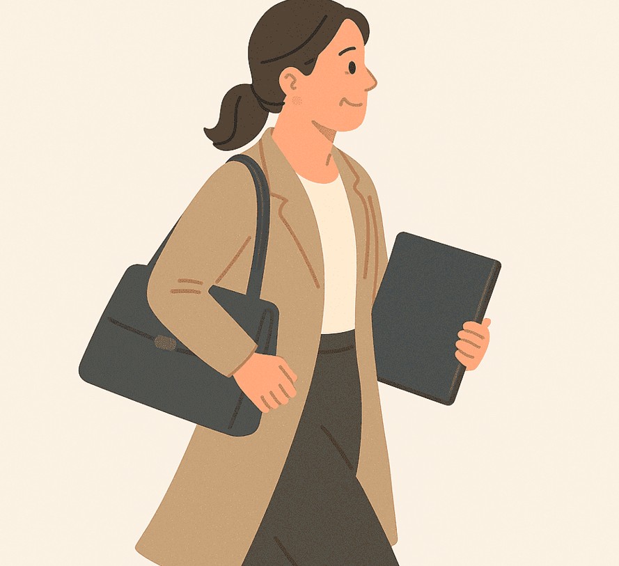 중년혀성이 출근하는 모습