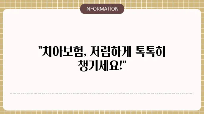 치아보험 가격: 가성비 최강 플랜