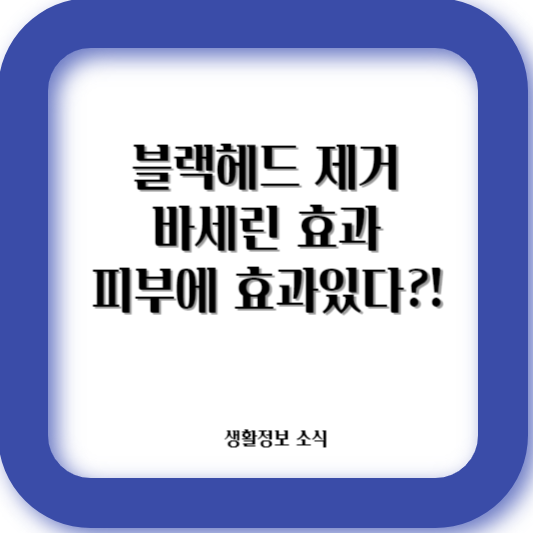 블랙헤드 제거시 바세린 효과가 있는지 포스팅 하다