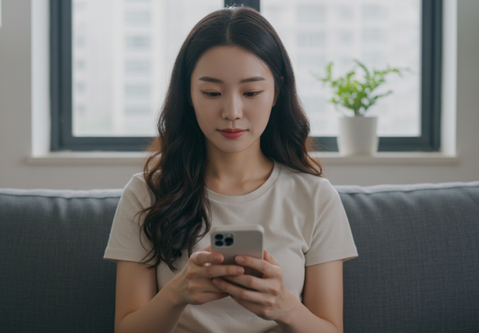 민생회복지원금 2차 신청하는 여성 사진