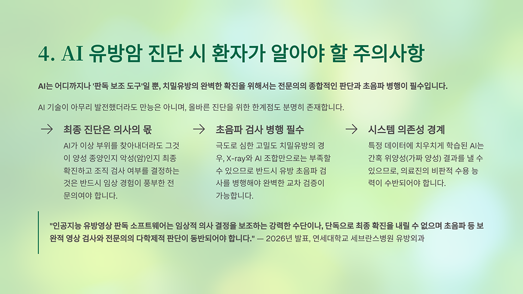AI 유방암 진단 시 환자가 알아야 할 주의사항