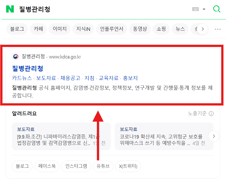 방법 1: 질병관리청 홈페이지 접속하기