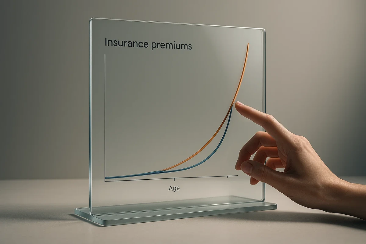 갱신형과 비갱신형 보험료 비교 그래프 - 연령에 따른 보험료 변화 곡선