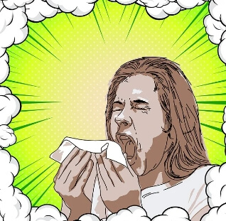 꽃 알레르기 증상의 환자