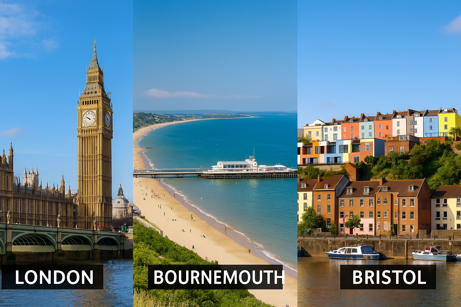 런던, 본머스, 브리스톨 도시 이미지