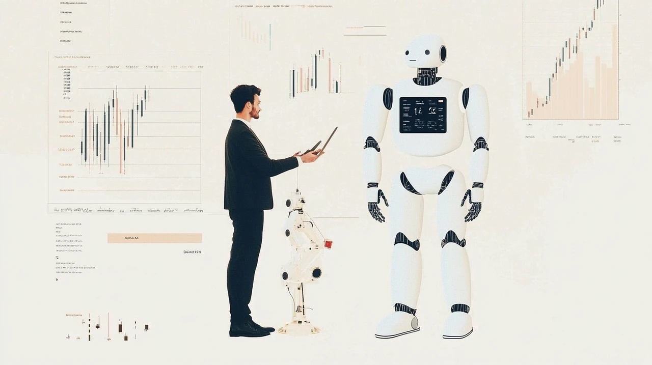 ETF 투자를 처음 시작하는 초보자를 위해 AI 로봇 테마형 ETF 투자 선택 과정을 단계별 일러스트로 안내하며, 초보자 가이드, AI ETF 투자, 로봇 ETF, ETF 선택법, 실전 투자 팁 정보를 쉽고 친근하게 표현.
